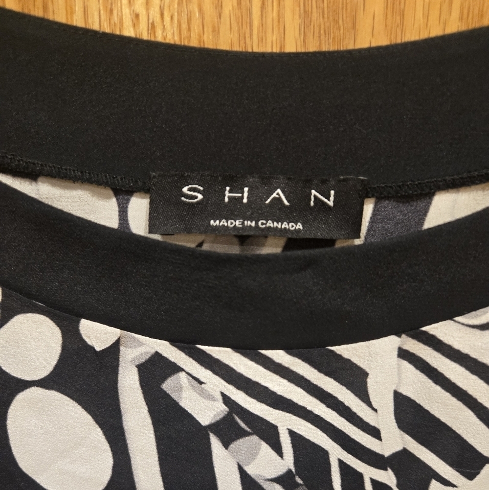 NWOT SHAN Monochrome Patterned Women's Sheer Dress/ Swim Cover-Up Sz 6 Us - Picture 3 of 7